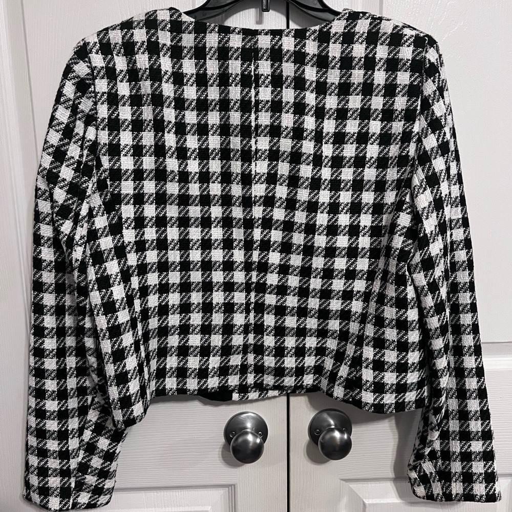 Rachel Zoe Plaid Cropped Blazer Women's Size L Academia Preppy. NWT - Picture 9 of 9